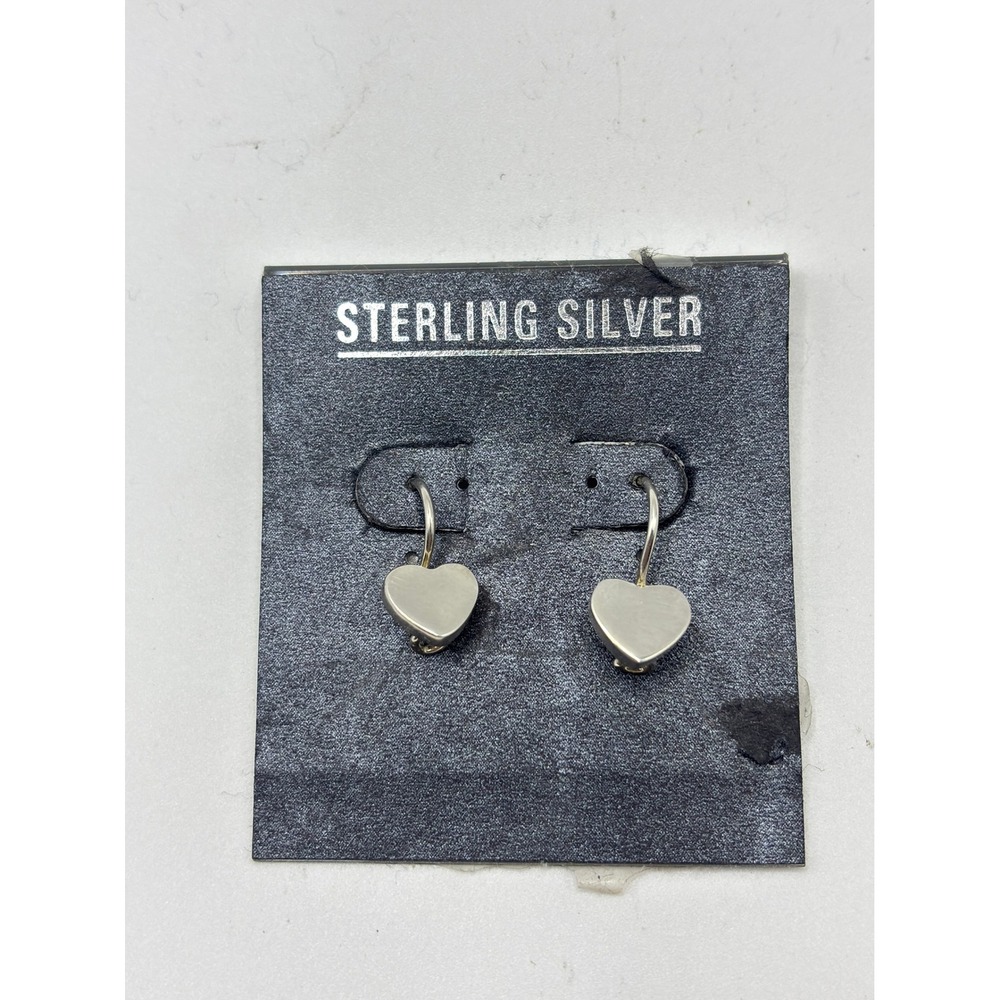 Unbranded Heart Earrings Women OS Silver Sterling Silver Dainty Drop Kidney Wire